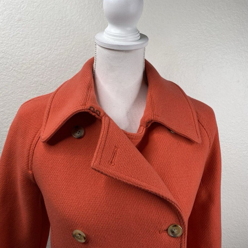 J Crew Coat Jacket Women's Coral Sz 2 Stadium Cloth Nello Gori Wool Belted - Picture 6 of 16